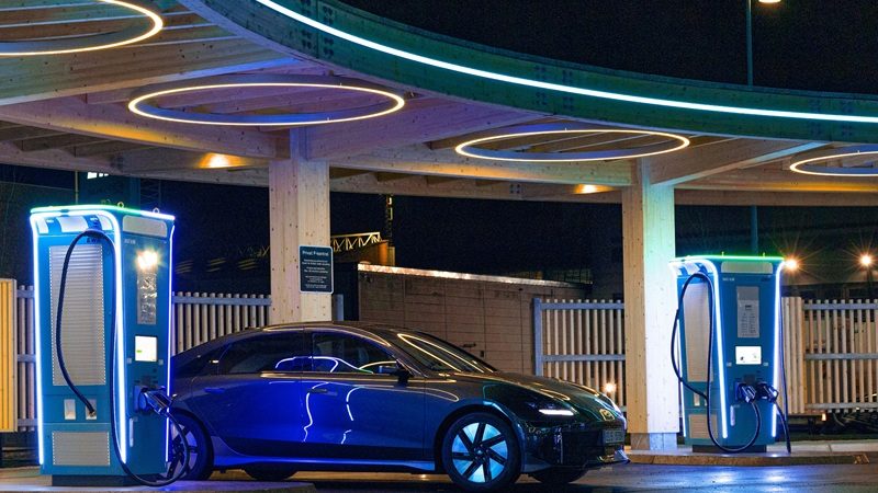 EV fast charging station at night — context for XEYAR CPO network deployments